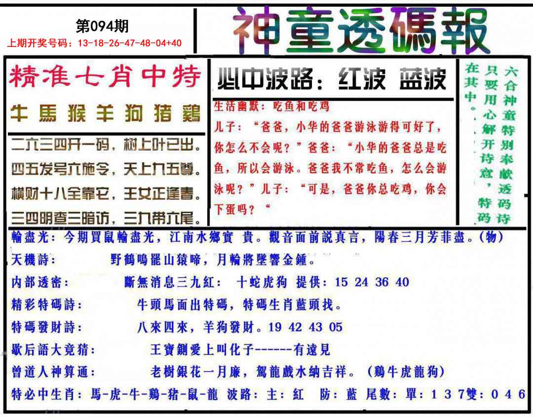 094期神童透码报[图]
